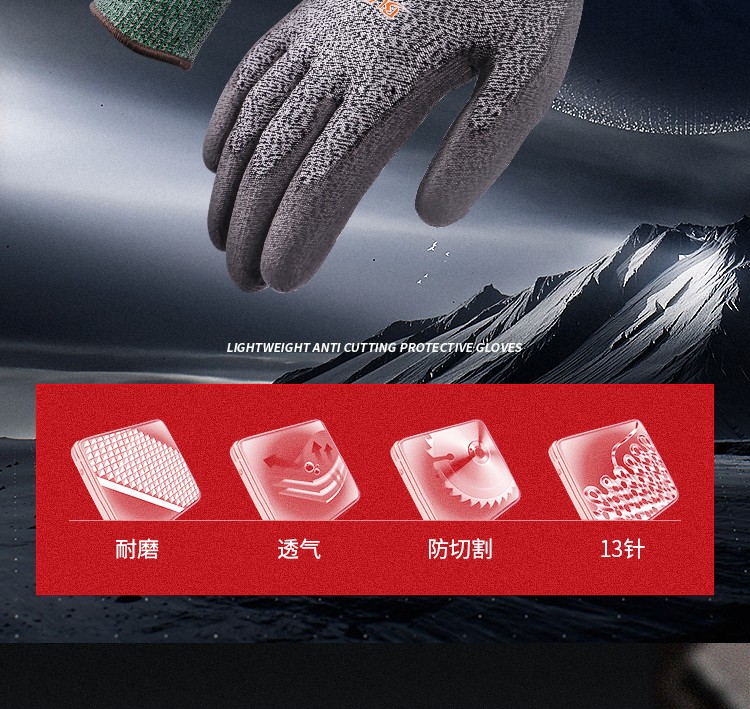 賽立特N10658-10PU涂層3級防割手套圖片2