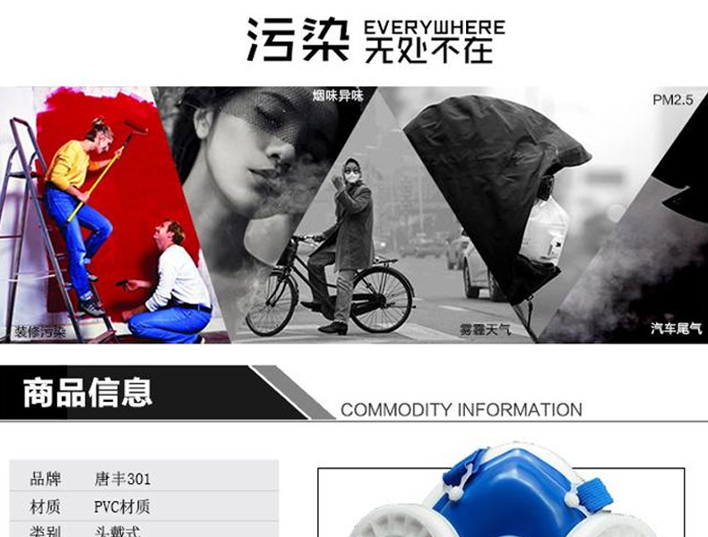 唐豐TF1502硅膠防塵面具（藍(lán)色）圖1