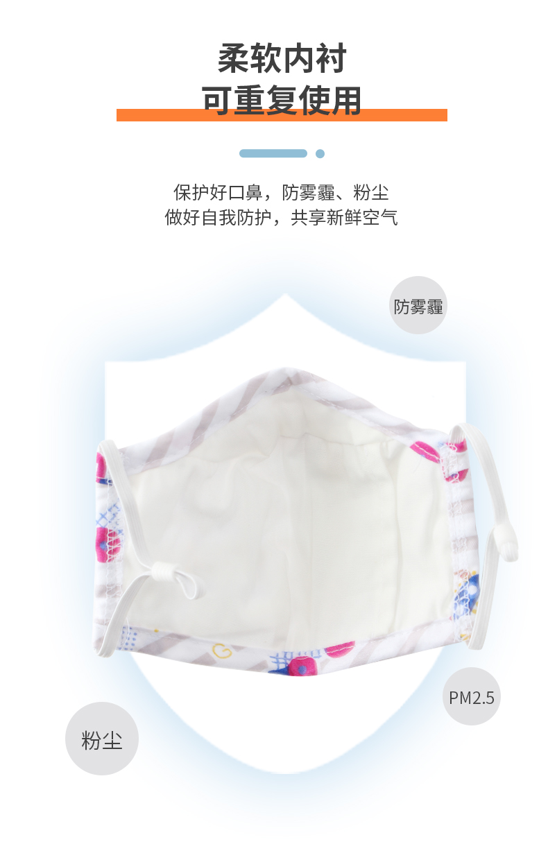 藍(lán)星藍(lán)格耳戴式兒童棉布口罩4
