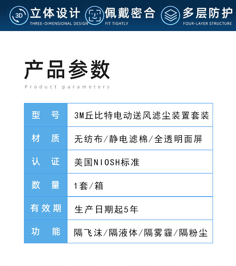 3M丘比特電動送風(fēng)呼吸器套裝圖片2