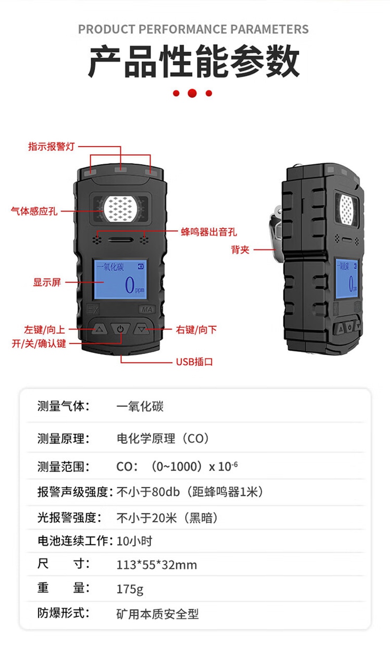 愛德克斯CTH1000礦用一氧化碳檢測儀11.jpg